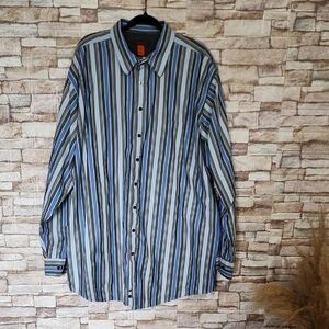 Nyne Striped Blue/gray  and White Men's Shirt 100%Cotton